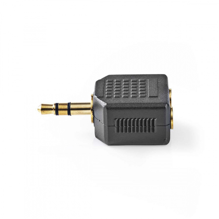 Nedis Stereo-Audioadapter | 3,5 mm Male | 2x 3,5 mm Female | Verguld | Recht | ABS | Zwart | 10 Stuks | Polybag