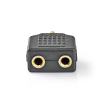 Nedis Stereo-Audioadapter | 3,5 mm Male | 2x 3,5 mm Female | Verguld | Recht | ABS | Zwart | 10 Stuks | Polybag