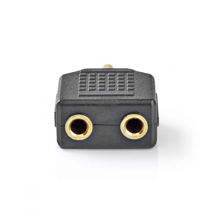 Nedis Stereo-Audioadapter | 3,5 mm Male | 2x 3,5 mm Female | Verguld | Recht | ABS | Zwart | 10 Stuks | Polybag