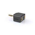 Nedis Stereo-Audioadapter | 3,5 mm Male | 2x 3,5 mm Female | Verguld | Recht | ABS | Zwart | 10 Stuks | Polybag