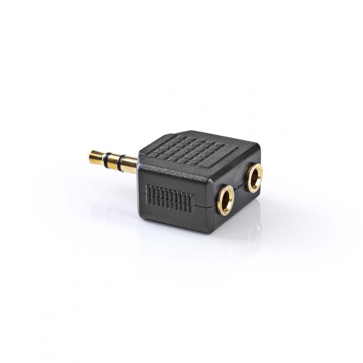 Nedis Stereo-Audioadapter | 3,5 mm Male | 2x 3,5 mm Female | Verguld | Recht | ABS | Zwart | 10 Stuks | Polybag
