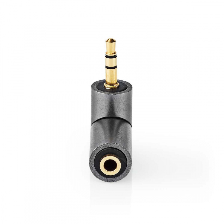 Nedis Stereo-Audioadapter | 3,5 mm Male | 3,5 mm Female | Verguld | Recht | Metaal | Goud / Gun Metal Grijs | 1 Stuks | Cover Window Box