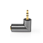 Nedis Stereo-Audioadapter | 3,5 mm Male | 3,5 mm Female | Verguld | Recht | Metaal | Goud / Gun Metal Grijs | 1 Stuks | Cover Window Box
