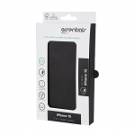 Essentials iPhone 15 PU wallet, recycled materials, detachable, black