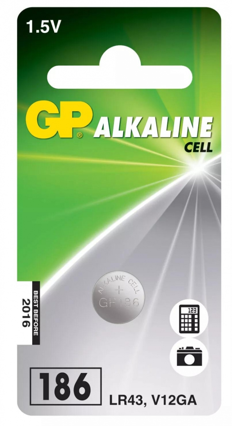 GP LR43 Alkaline Coin, 1 förpackning (B), OBS DATUM GP LR43 Alkaline Coin, 1 förpackning (B), OBS DATUM