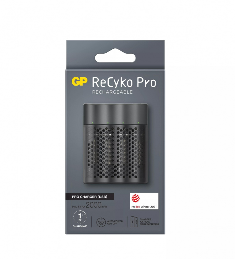GP ReCyko Pro Oplader USB w/4xAA 2000mAh (PB)