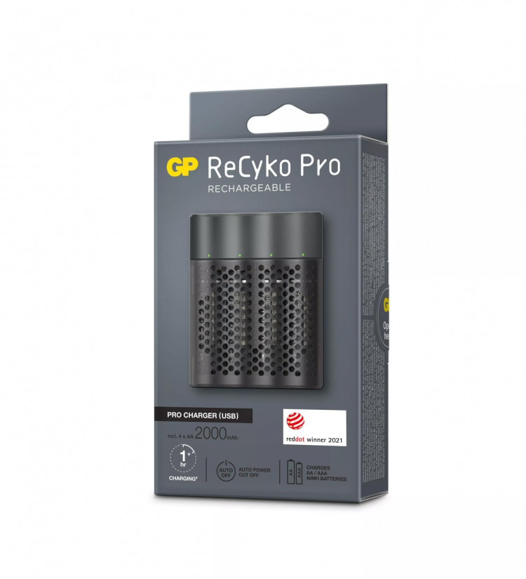 GP ReCyko Pro Oplader USB w/4xAA 2000mAh (PB)