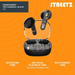 Streetz T150 TWS earphones, Transparent, Black Streetz T150 TWS earphones, Transparent, Black