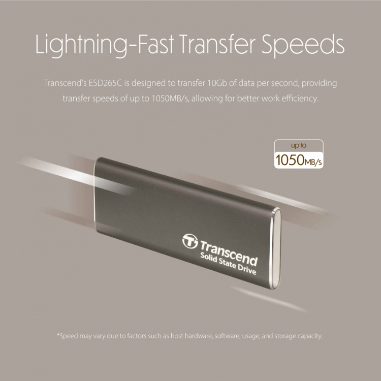 Transcend Portabel SSD ESD256C USB-C 2TB 10Gbps (R1050/W950 Mb/s) Aluminium