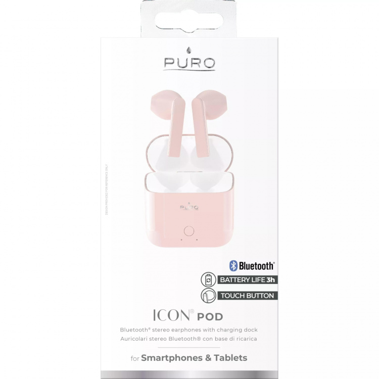 Puro ICON POD, Bluetooth koptelefoon met oplaadstation, Rose Puro ICON POD, Bluetooth koptelefoon met oplaadstation, Rose