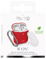 Puro Silicon Case for AirPods 2016/19 w/carabin, Red