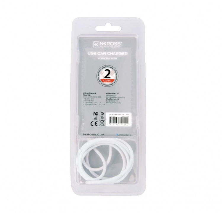 SKROSS USB-billaddare med micro-USB-kabel