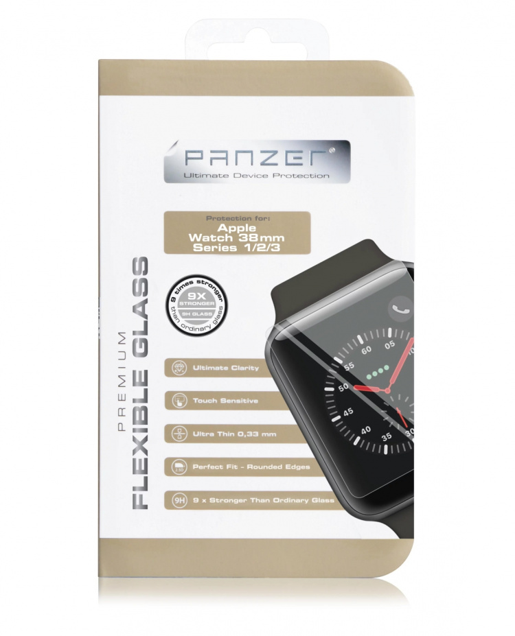 Panzer Apple Watch 38mm Series 1/2/3, Flexibel glas