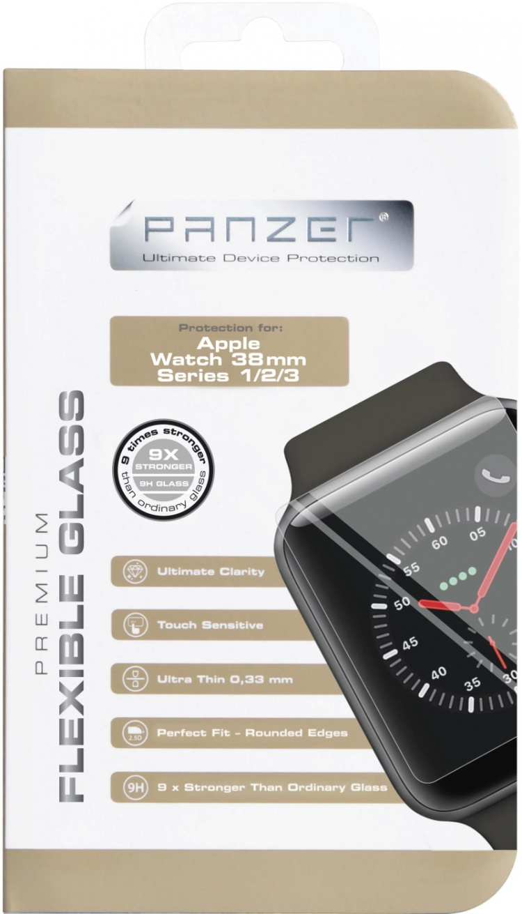 Panzer Apple Watch 38mm Series 1/2/3, Flexibel glas