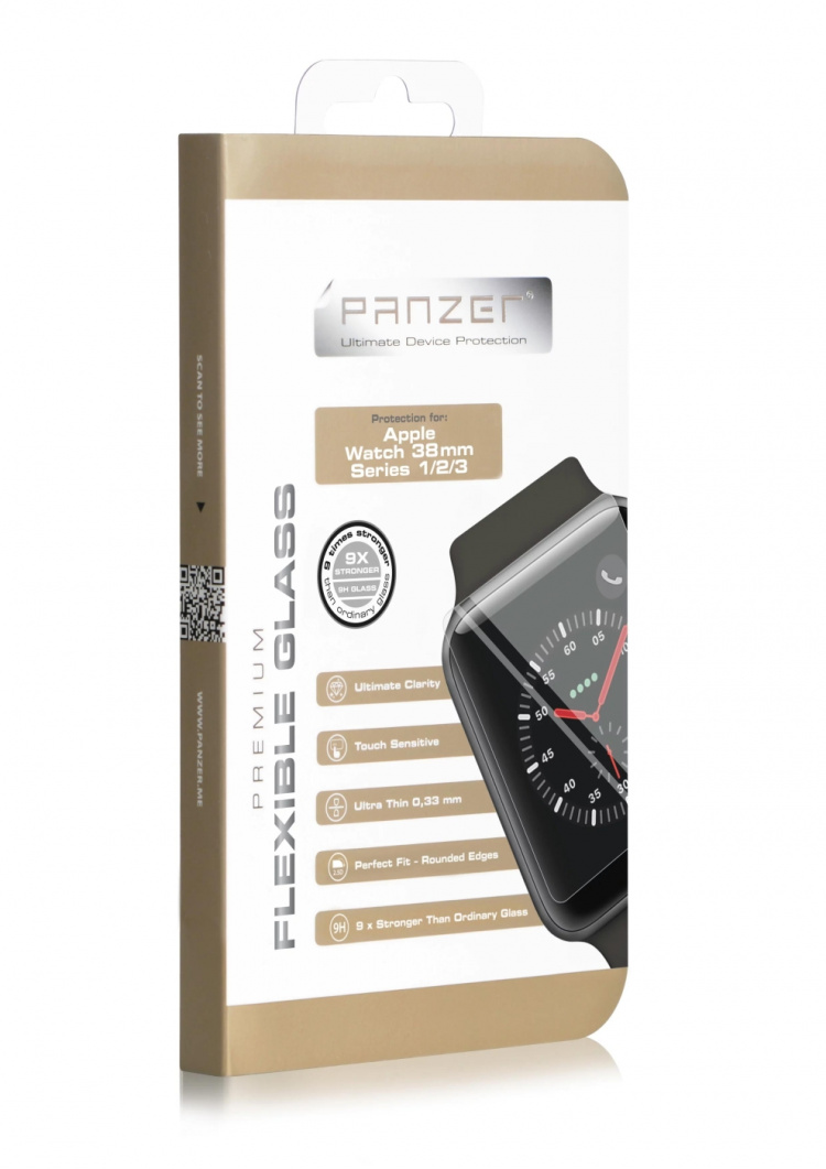 Panzer Apple Watch 38mm Series 1/2/3, Flexibel glas