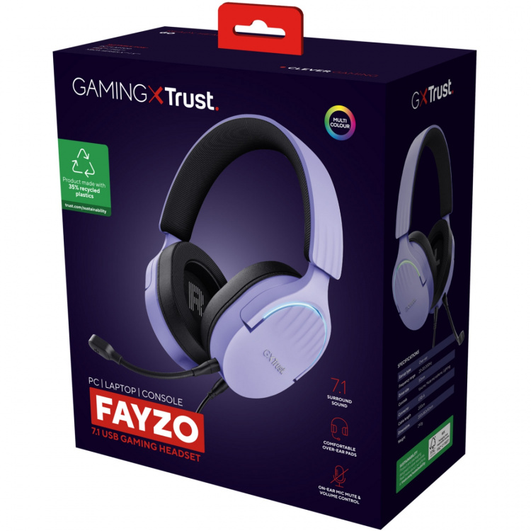 Trust GXT 490P Fayzo Gamingheadset 7.1 USB Eco Lila