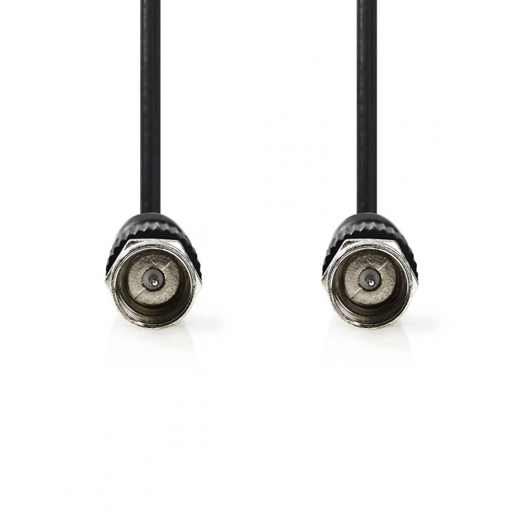 Nedis Satelliet- en Antennekabel | F-Male | F-Male | Vernikkeld | 75 Ohm | Dubbel Afgeschermd | 1.50 m | Rond | PVC | Zwart | Label