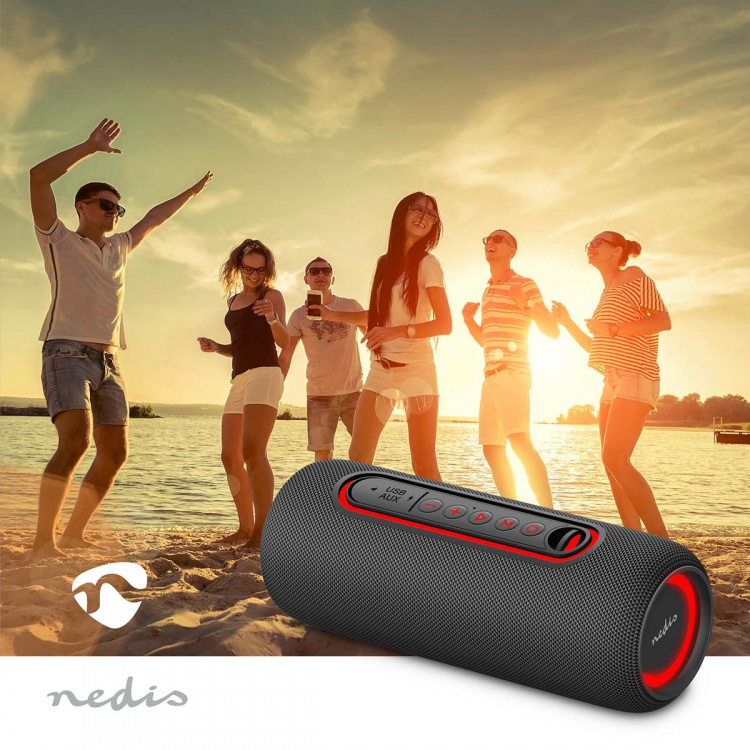 Nedis Bluetooth®-Speaker | Batterij 1 werkingstijd standaard verbruik: 240 min | Handheld Ontwerp | 30 W | Stereo | Ingebouwde microfoon | X5 | Koppelbaar | Zwart