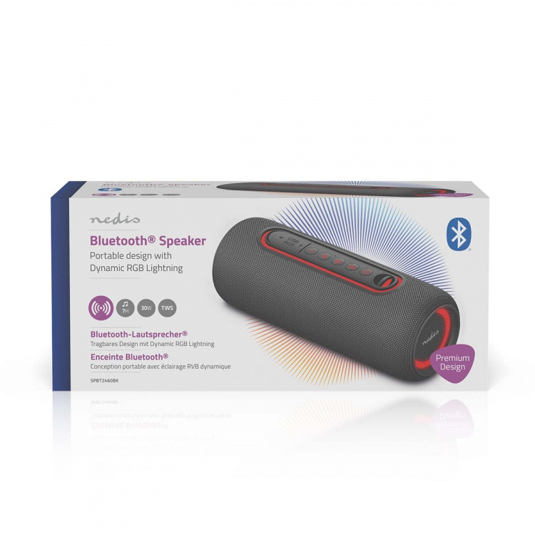 Nedis Bluetooth®-Speaker | Batterij 1 werkingstijd standaard verbruik: 240 min | Handheld Ontwerp | 30 W | Stereo | Ingebouwde microfoon | X5 | Koppelbaar | Zwart