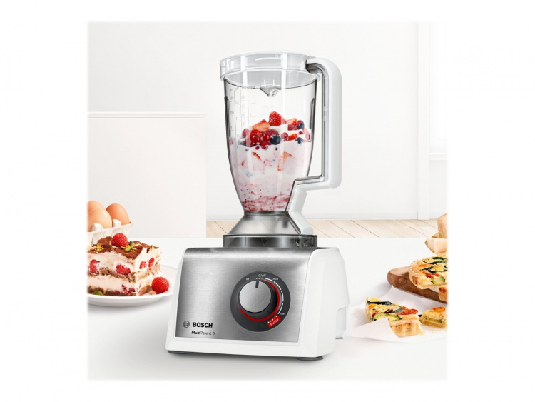 Bosch MultiTalent 8 MC812S814 Köksmaskin 3,9 liter Borstat rostfritt stål/vit