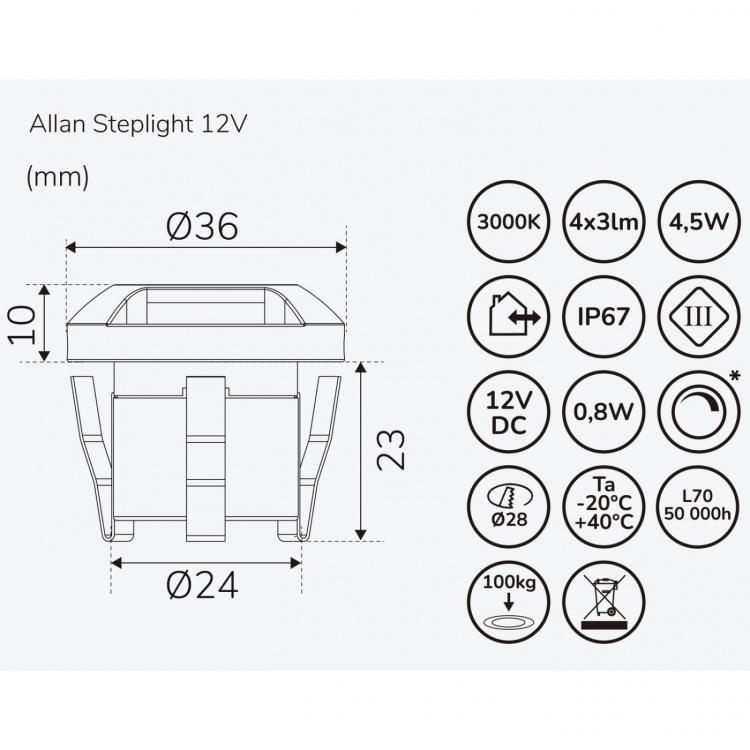 Llitt Allan Steplight 1-pack 12V 3000K 5lm IP67 Llitt Allan Steplight 1-pack 12V 3000K 5lm IP67
