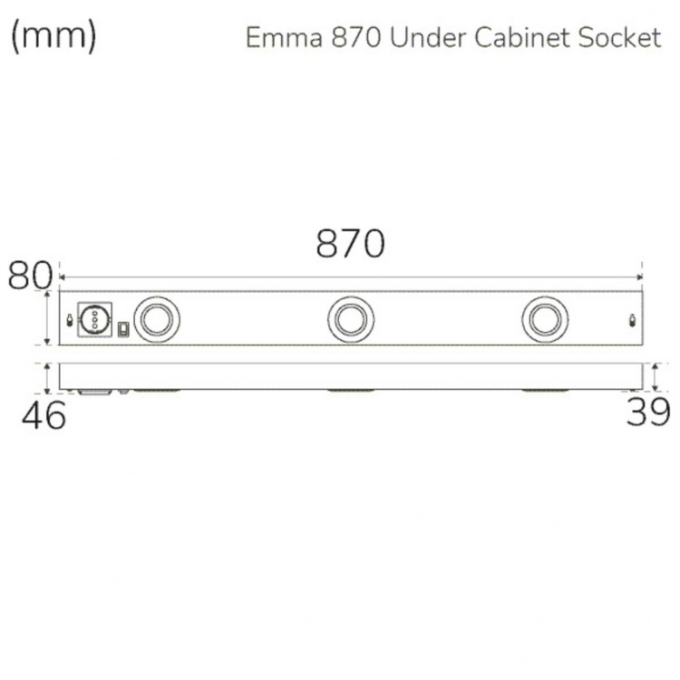 Llitt Emma 870 Köksbänksbelysning 2xspot + uttag 3000K 650lm 870cm Llitt Emma 870 Köksbänksbelysning 2xspot + uttag 3000K 650lm 870cm