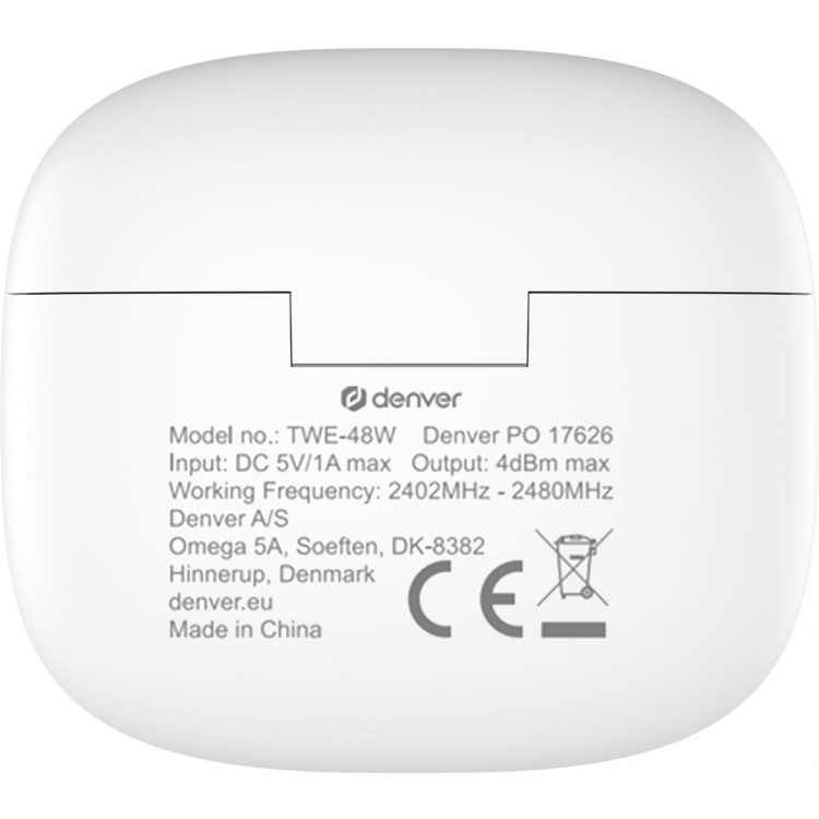 Denver TWE-48W True wireless Bluetooth hörlur med laddetui