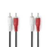 Nedis Stereo-Audiokabel | 2x RCA Male | 2x RCA Male | Vernikkeld | 1.00 m | Rond | Zwart | Label