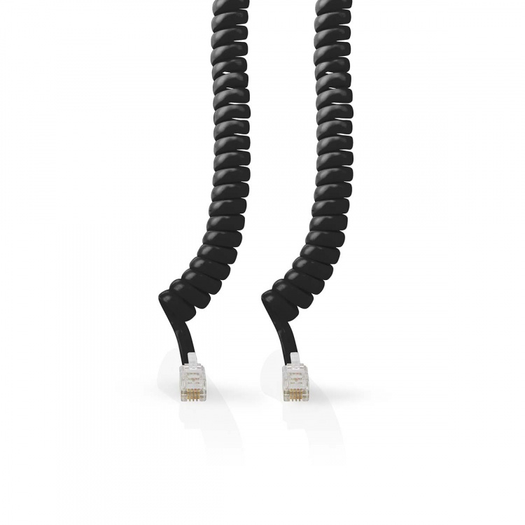 Nedis Telecomkabel | RJ10 Male | RJ10 Male | 5.00 m | Kabel design: Gekruld | Kabeltype: RJ10 | Zwart | Doos