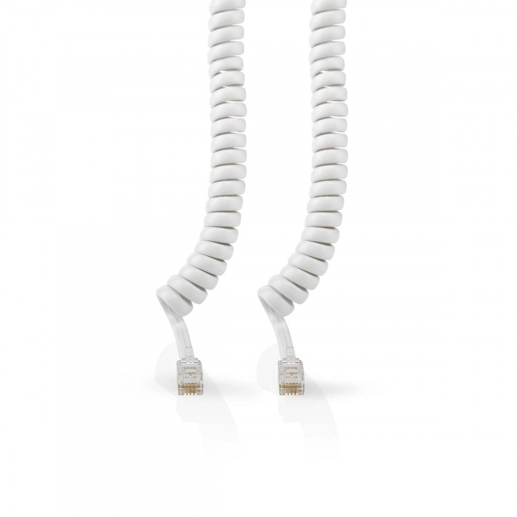 Nedis Telecomkabel | RJ10 Male | RJ10 Male | 2.00 m | Kabel design: Gekruld | Kabeltype: RJ10 | Wit | Doos Nedis Telecomkabel | RJ10 Male | RJ10 Male | 2.00 m | Kabel design: Gekruld | Kabeltype: RJ10 | Wit | Doos