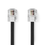 Nedis Telecomkabel | RJ11 Male | RJ11 Male | 2.00 m | Kabel design: Plat | Goud Verguld | Kabeltype: RJ11 | Zwart | Label