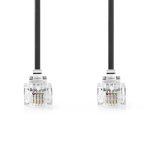 Nedis Telecomkabel | RJ11 Male | RJ11 Male | 2.00 m | Kabel design: Plat | Goud Verguld | Kabeltype: RJ11 | Zwart | Label