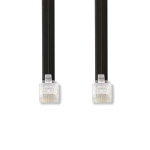 Nedis Telecomkabel | RJ12 Male | RJ12 Male | 1.00 m | Kabel design: Plat | Kabeltype: RJ12 | Zwart | Label
