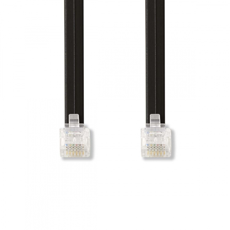 Nedis Telecomkabel | RJ12 Male | RJ12 Male | 1.00 m | Kabel design: Plat | Kabeltype: RJ12 | Zwart | Label