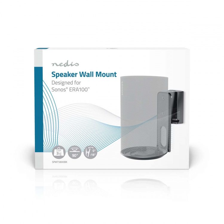 Nedis Speakerbeugel | Geschikt voor: Sonos® Era100 | Wand | 3 kg | Kantelbaar / Zwenken | Kantelbaar | Draaibaar | ABS / Metaal | Zwart