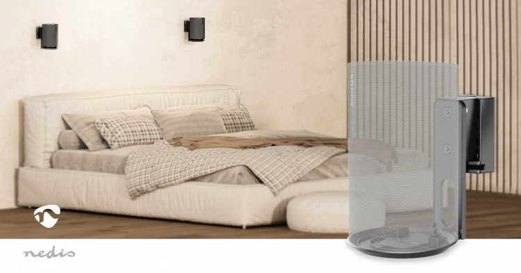 Nedis Speakerbeugel | Geschikt voor: Sonos® Era100 | Wand | 3 kg | Kantelbaar / Zwenken | Kantelbaar | Draaibaar | ABS / Metaal | Zwart