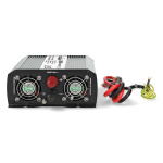 Nedis Omvormer Gemodificeerde Sinusgolf | Ingangsvoltage: 24 V DC | Apparaat stroomoutput: Type F (CEE 7/3) / USB-A | 230 V AC 50 Hz | 1000 W | Piekvermogen: 2000 W | Screw Terminal | Zilver