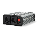 Nedis Omvormer Gemodificeerde Sinusgolf | Ingangsvoltage: 24 V DC | Apparaat stroomoutput: Type F (CEE 7/3) / USB-A | 230 V AC 50 Hz | 1000 W | Piekvermogen: 2000 W | Screw Terminal | Zilver