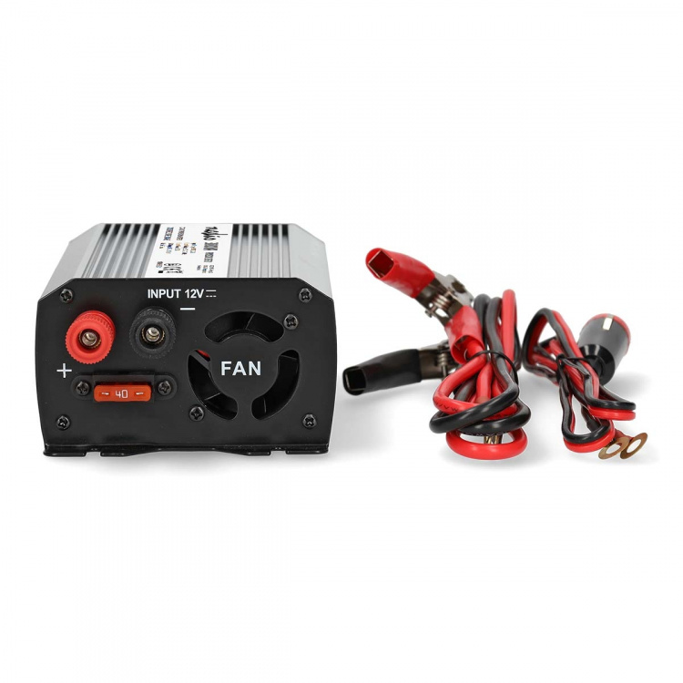 Nedis Omvormer Gemodificeerde Sinusgolf | Ingangsvoltage: 12 V DC | Apparaat stroomoutput: Type F (CEE 7/3) / USB-A | 230 V AC 50 Hz | 300 W | Piekvermogen: 600 W | Accuklemmen + Aansteker | Zilver Nedis Omvormer Gemodificeerde Sinusgolf | Ingangsvoltage: 12 V DC | Apparaat stroomoutput: Type F (CEE 7/3) / USB-A | 230 V AC 50 Hz | 300 W | Piekvermogen: 600 W | Accuklemmen + Aansteker | Zilver