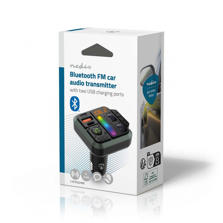 Nedis FM-Audiotransmitter voor Auto | Gefixeerd | Handenvrij bellen / Luidsprekerfunctie | 1  Nedis FM-Audiotransmitter voor Auto | Gefixeerd | Handenvrij bellen / Luidsprekerfunctie | 1