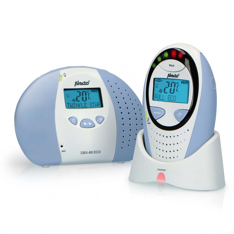 Alecto DBX-88 ECO Full Eco DECT babyfoon met display wit/blauw