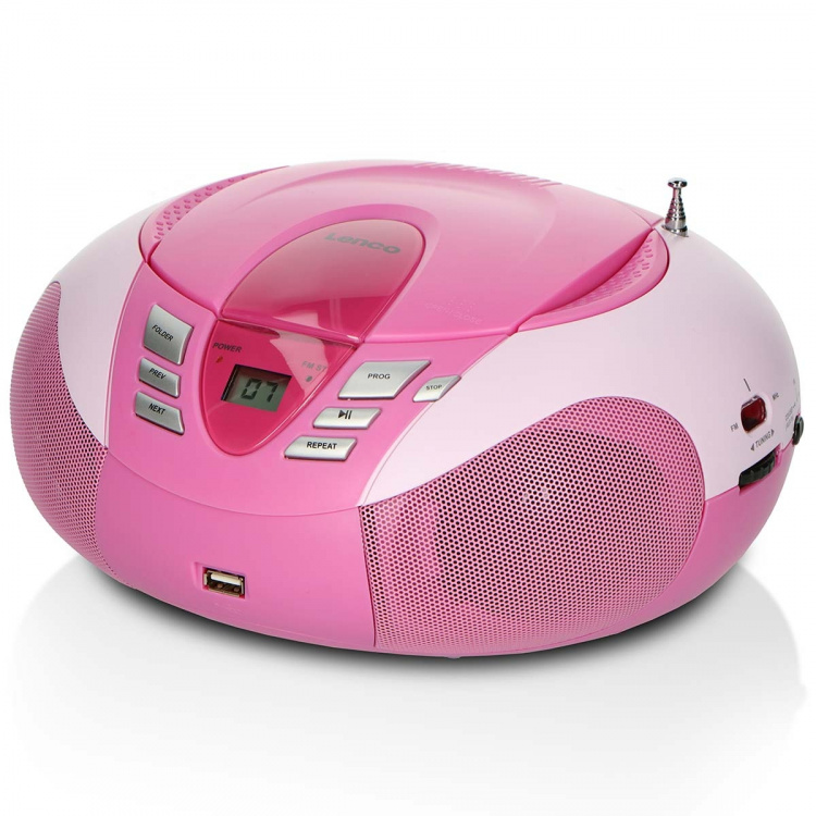 Lenco Draagbare FM-radio CD- en USB-speler Roze
