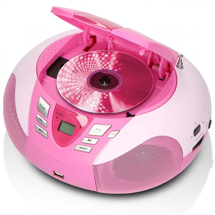 Lenco Draagbare FM-radio CD- en USB-speler Roze