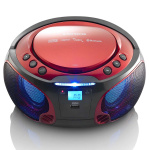Lenco Draagbare FM-radio CD/MP3/USB/Bluetooth-speler® met LED-verlichting Rood