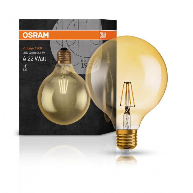 LEDVANCE LED 1906 Vintage Gold, 2,8W/21W, E27 Glob