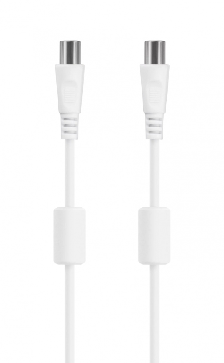 DELTACO Antenna cable, 75 Ohm nickel-plated connectors, 3m, white