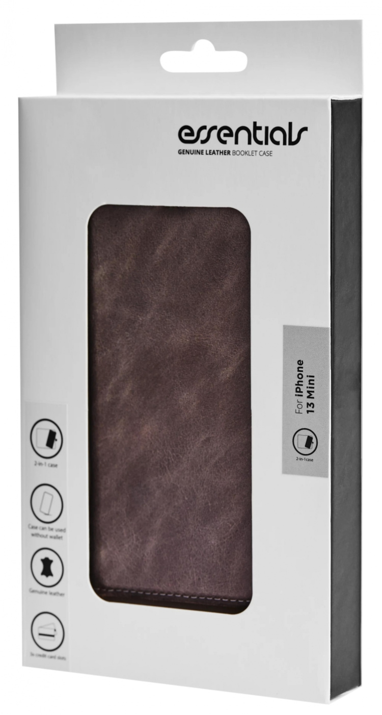 Essentials iPhone 13 Mini leather wallet, detachable, Grey