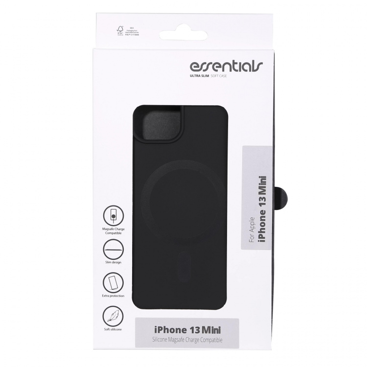 Essentials iPhone 13 mini Silicone Mag back cover, Black
