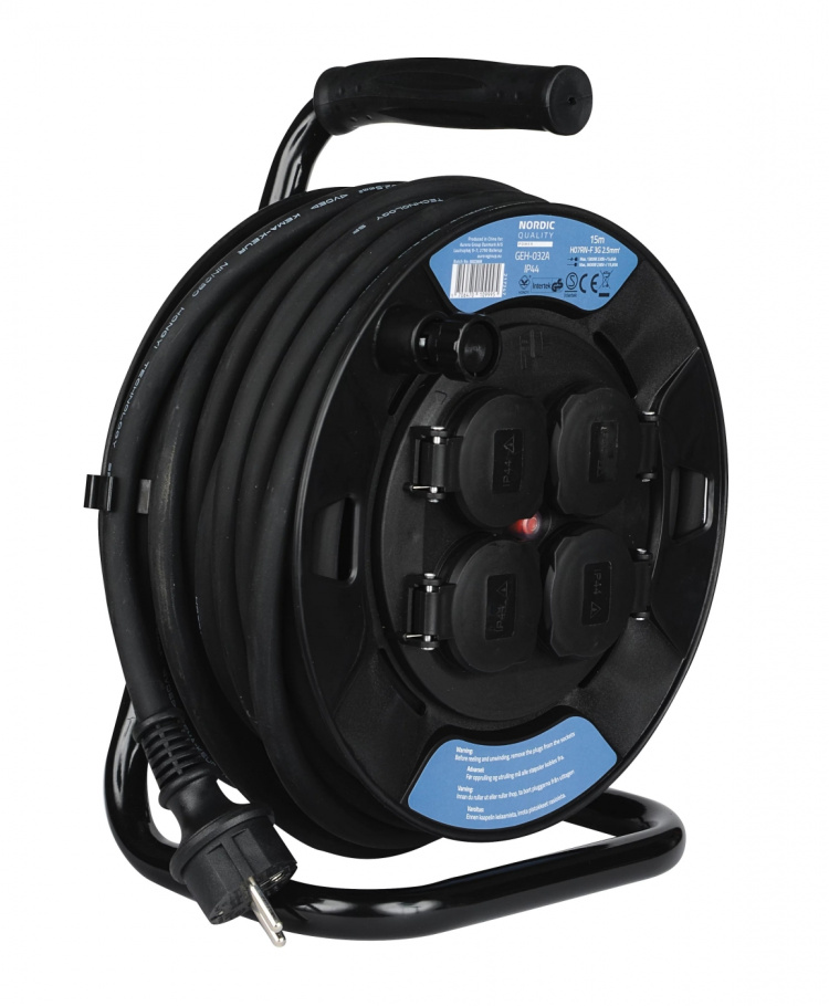 Nordic Quality Kabelvinda Safety plug, H07RN-F 3x2,5mm², 15m