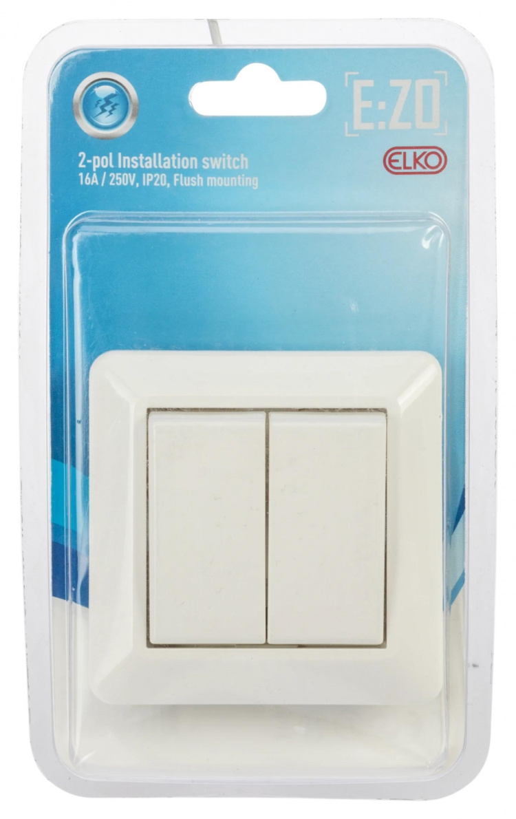 Nordic Quality ELKO 2 x 1 poll Installation switch 16A / 250V, IP20, Flush